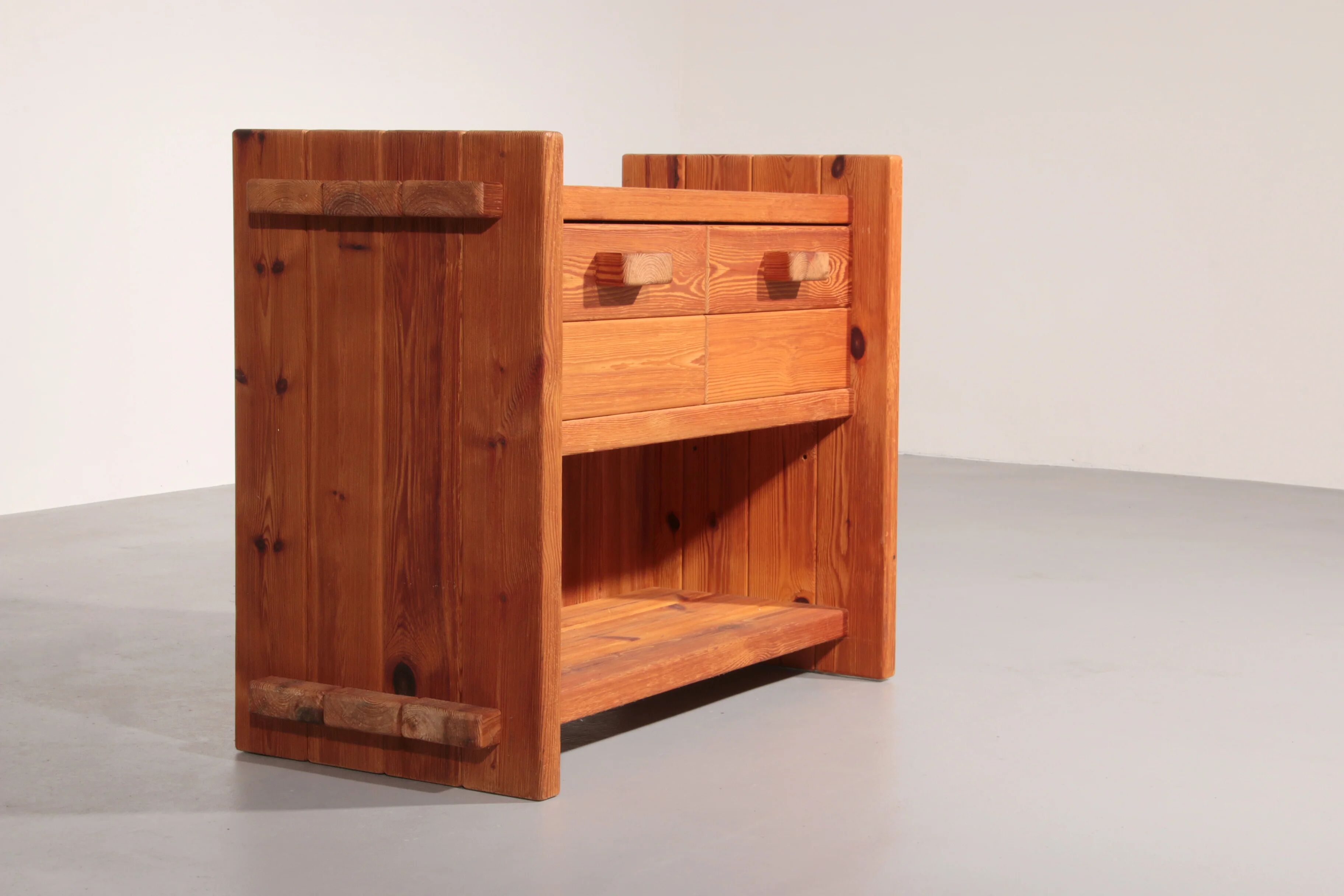 Scandinavian Brutalist pine cabinet by Hans Frydendal