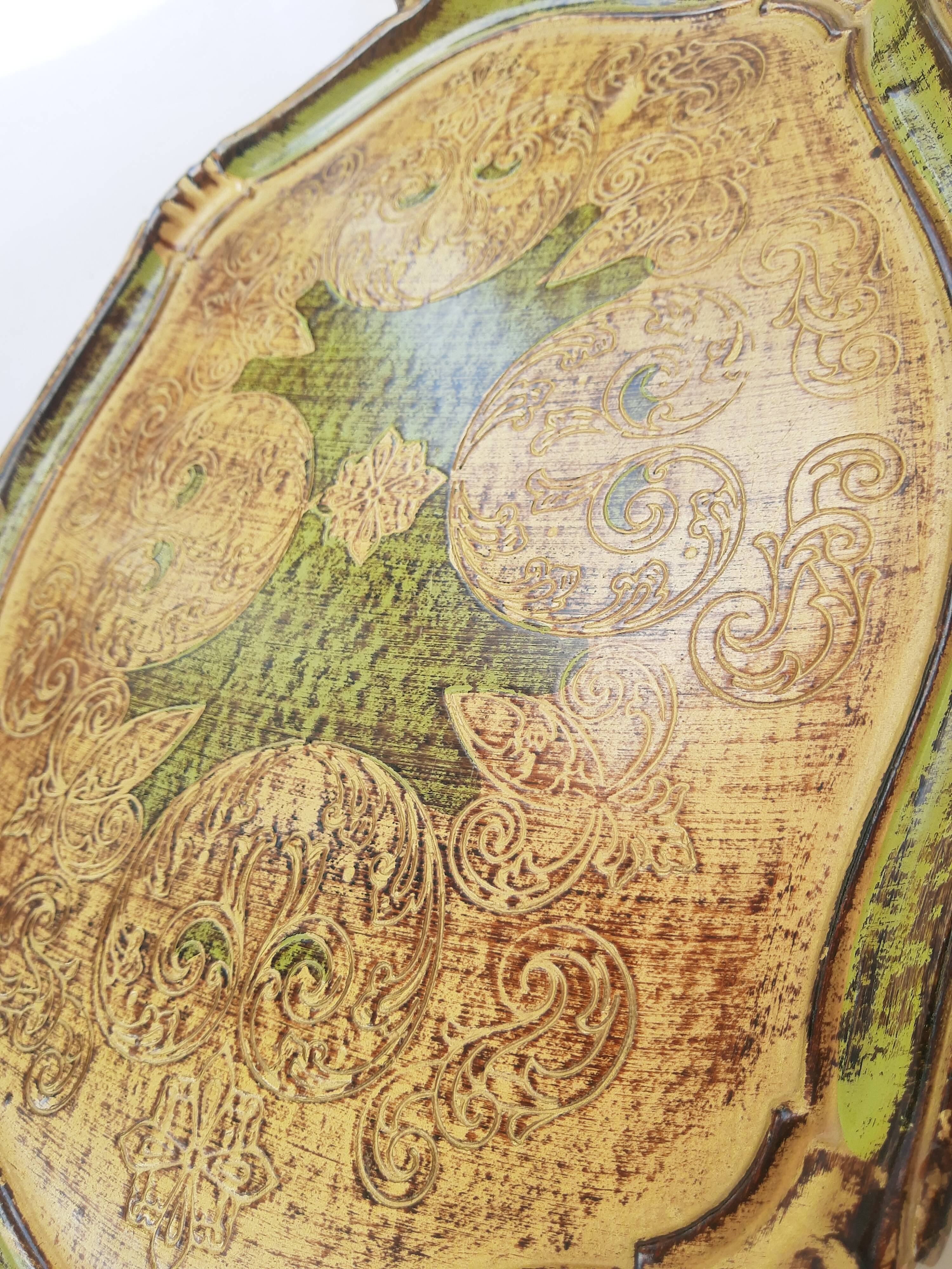 Vintage Italian carved wooden tray