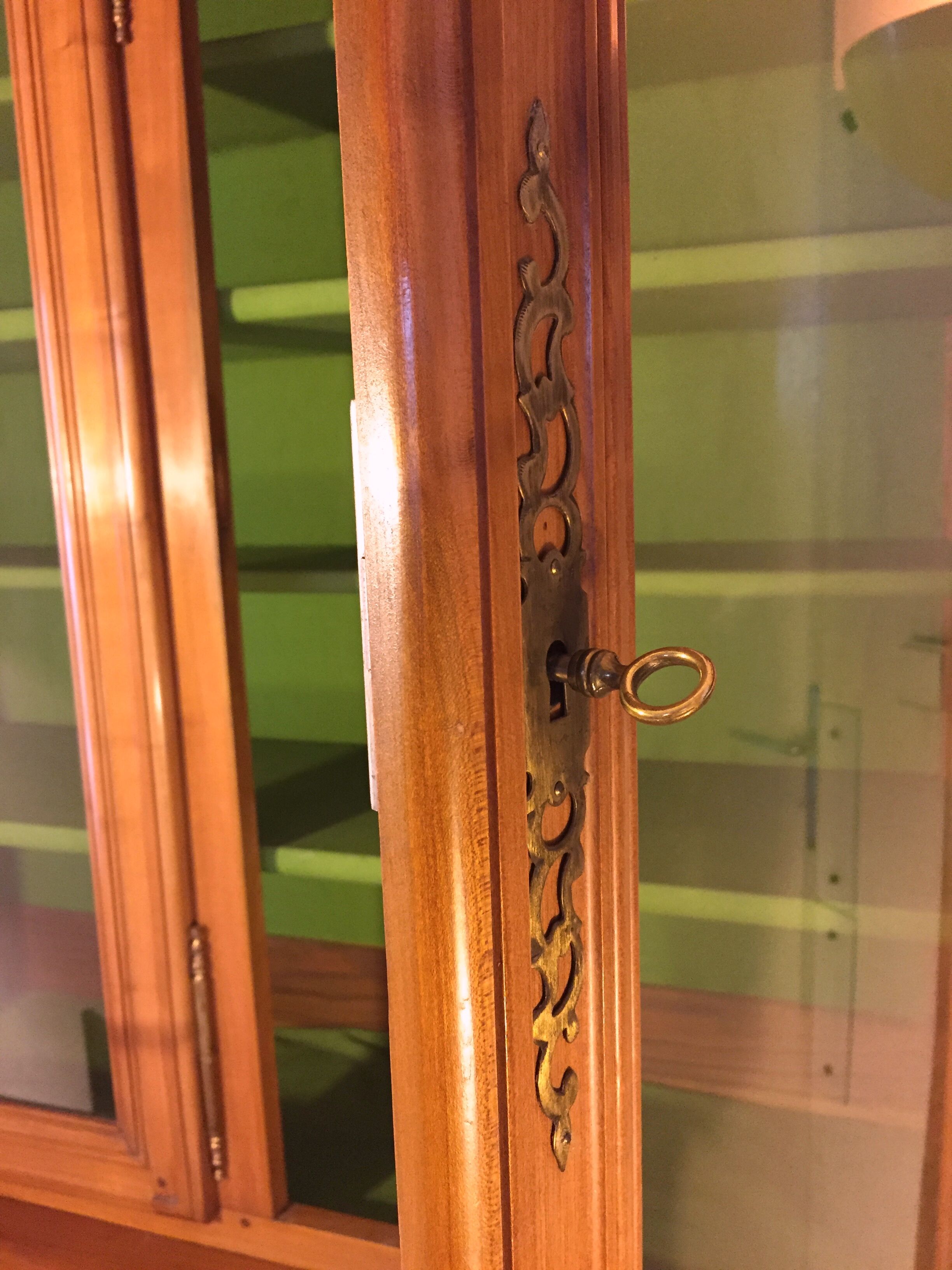 Vintage glass library in solid cherry