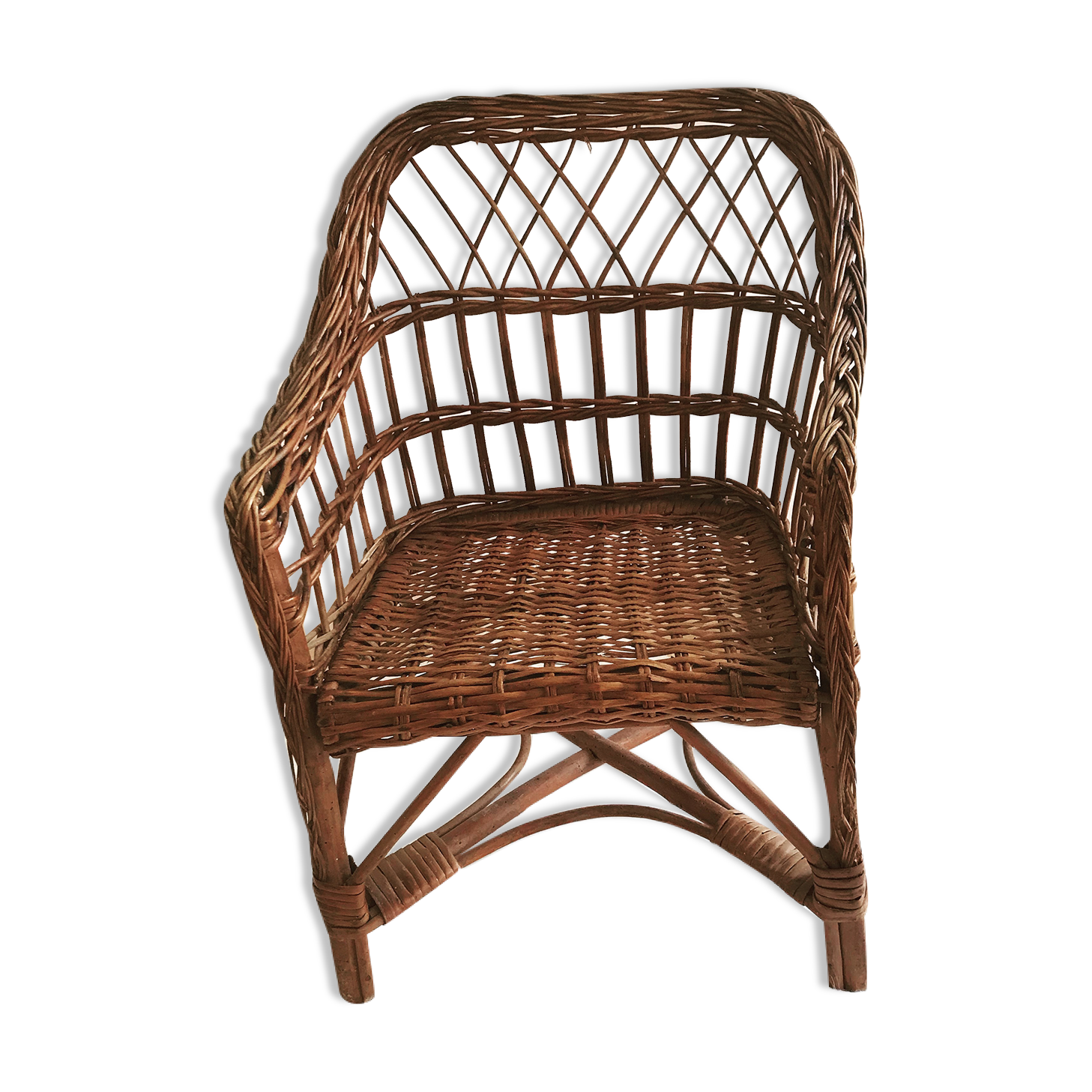 Vintage wicker children's armchair