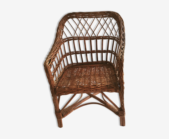 Fauteuil enfant vintage en osier