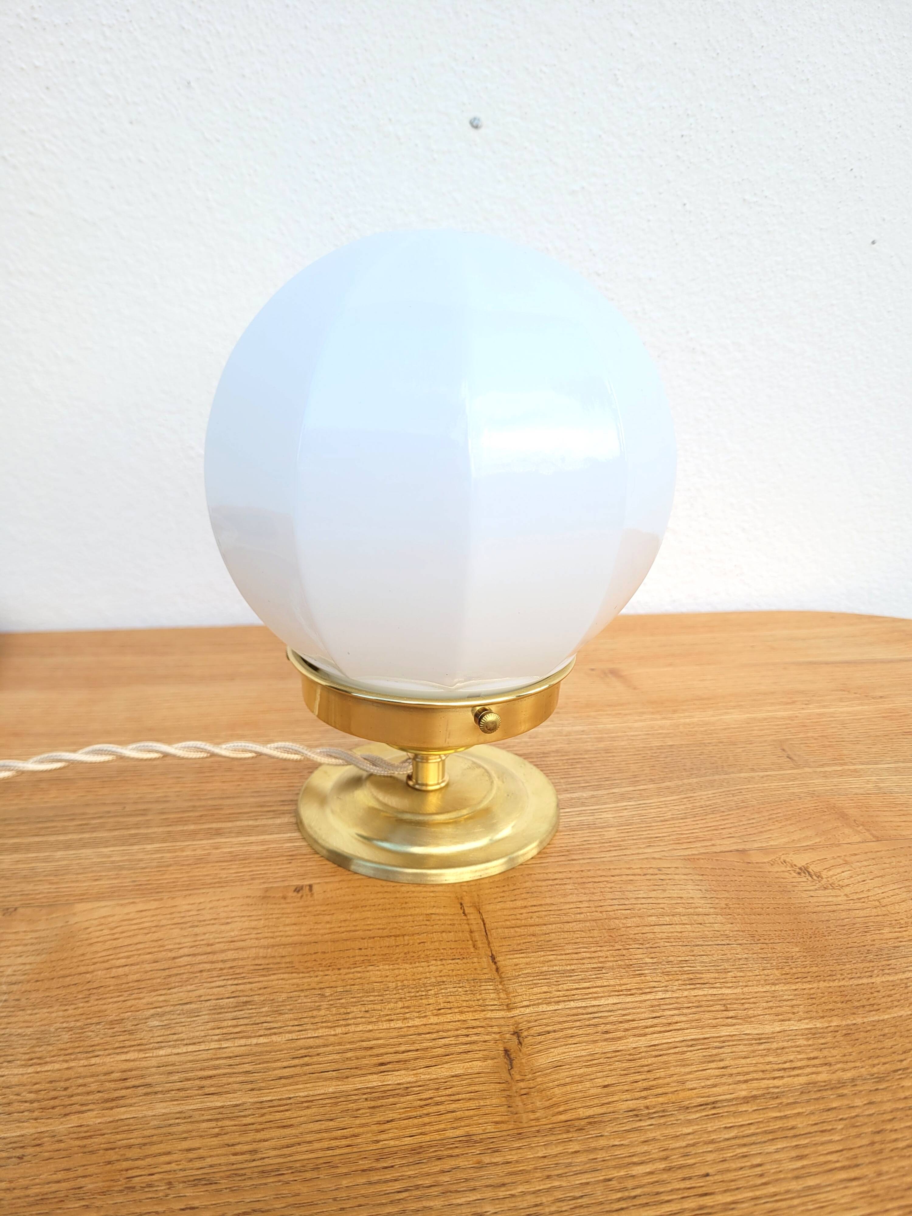 Vintage opaline faceted globe lamp