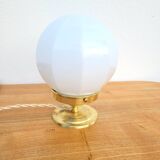 Vintage opaline faceted globe lamp
