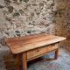 18th-century cherry wood coffee table with two drawers.