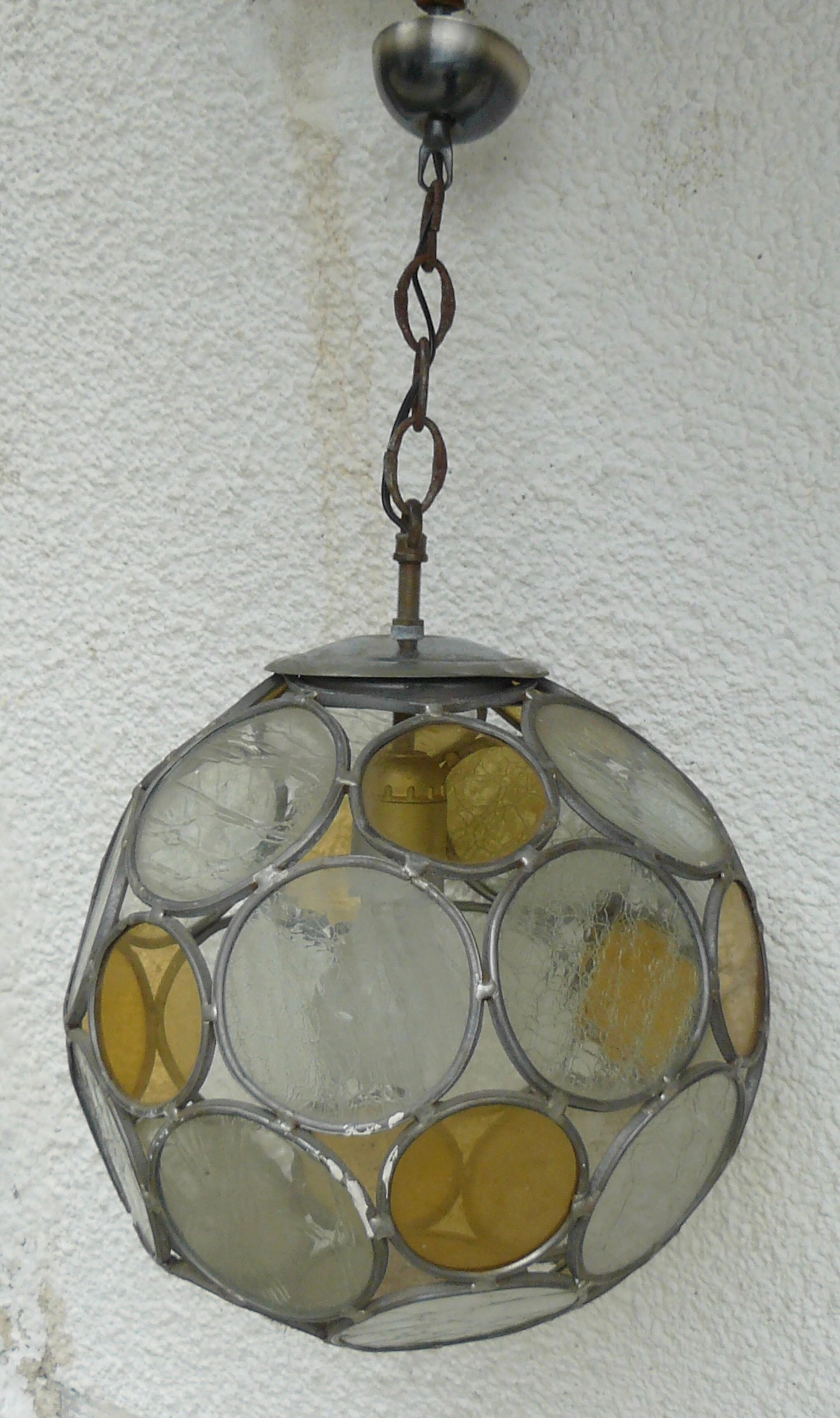Suspension globe vitrail vintage 1970-80