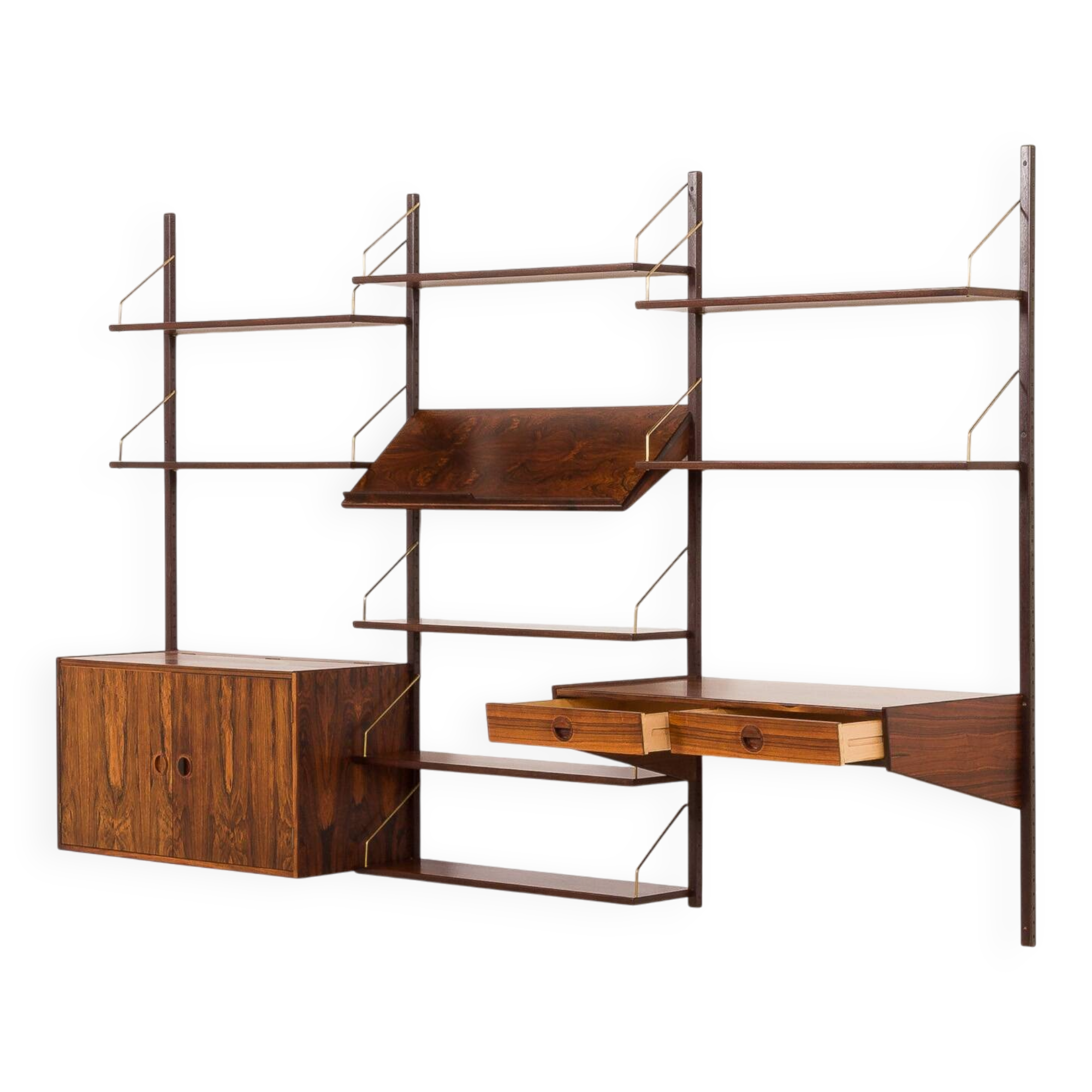 Hansen and Guldborg rosewood wall unit with a desk, Denmark 1960s
