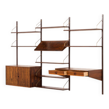 Hansen and Guldborg rosewood wall unit with a desk, Denmark 1960s