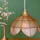 Vintage pendant light in mother-of-pearl and brass