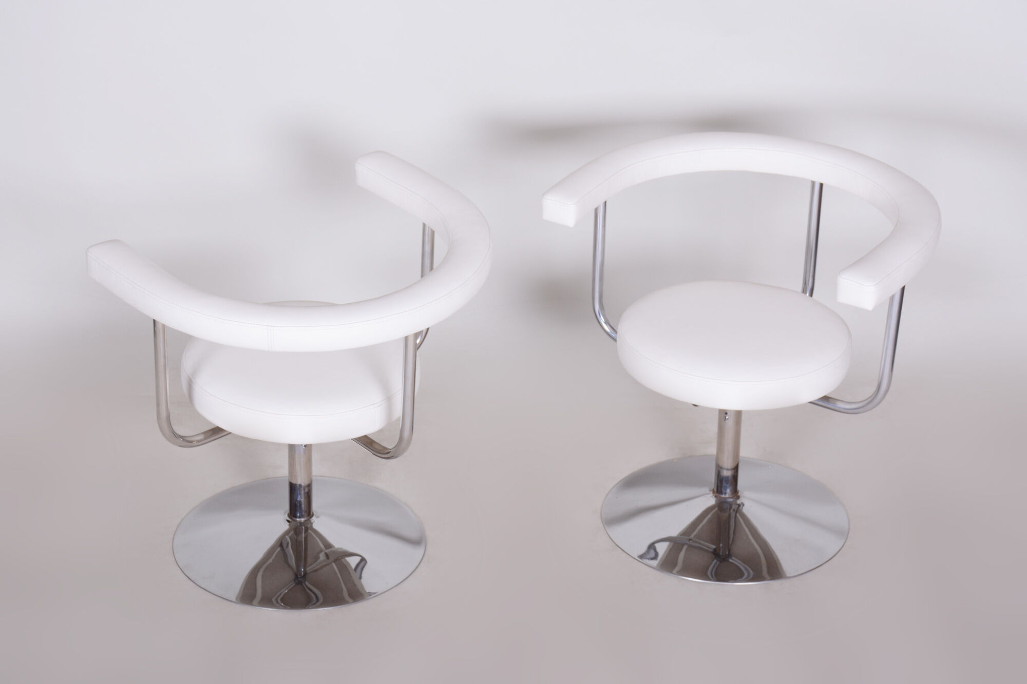 Pair of white swivel chairs - 1940s czechia