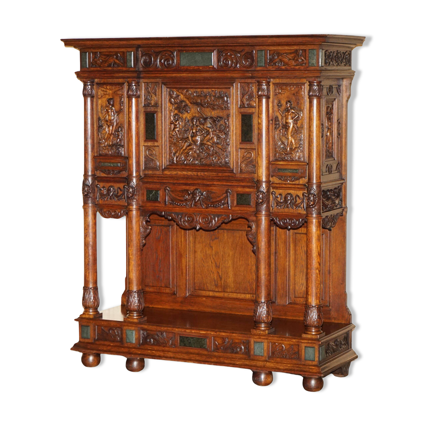 Louis XIII Revival wardrobe in walnut and marble
