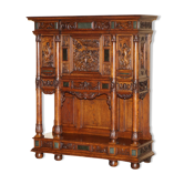 Armoire Louis XIII Revival en noyer et marbre