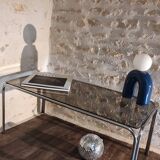 70's smoked tubular table