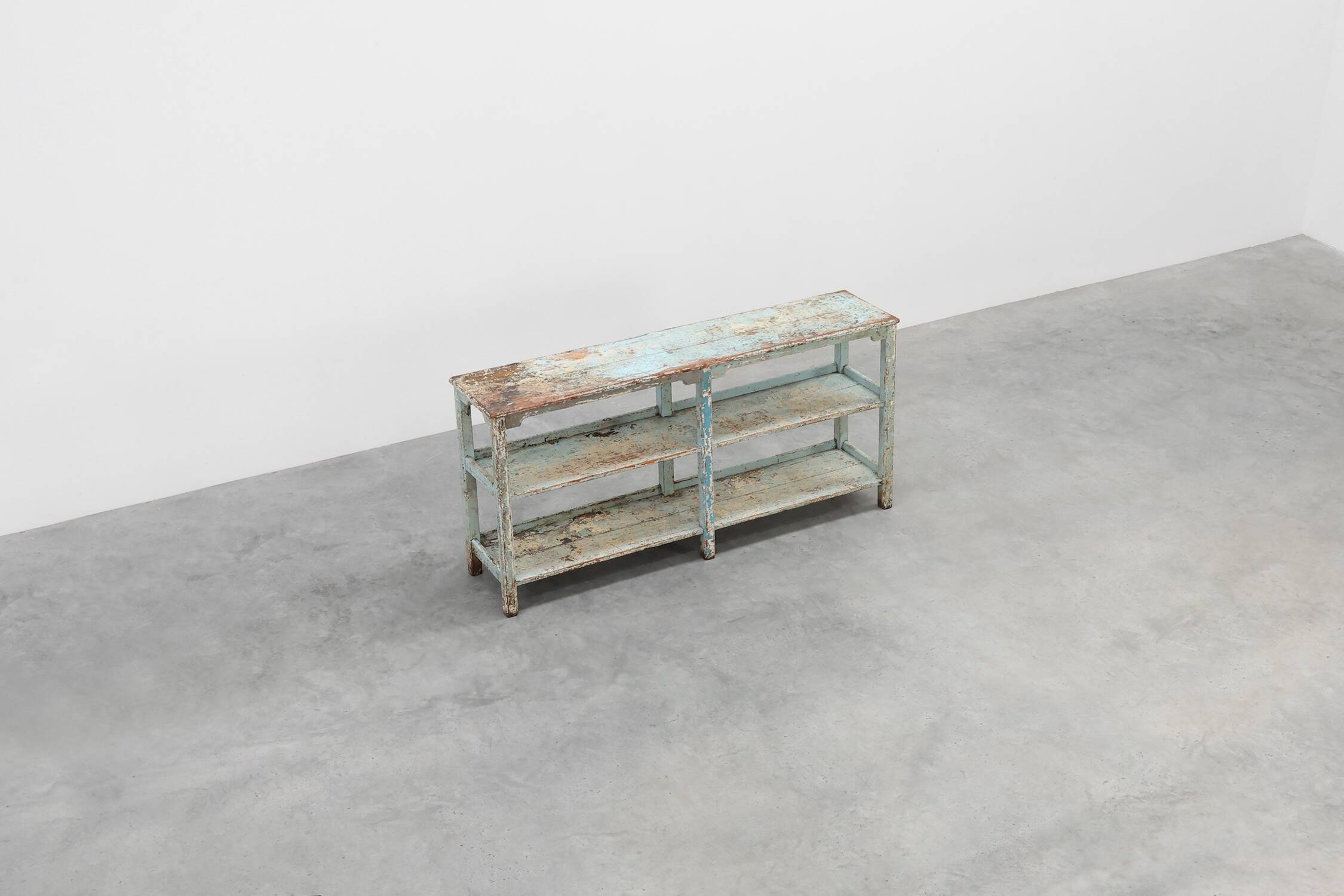 Industrial console with patina of old layers of paint, France ca. 1900