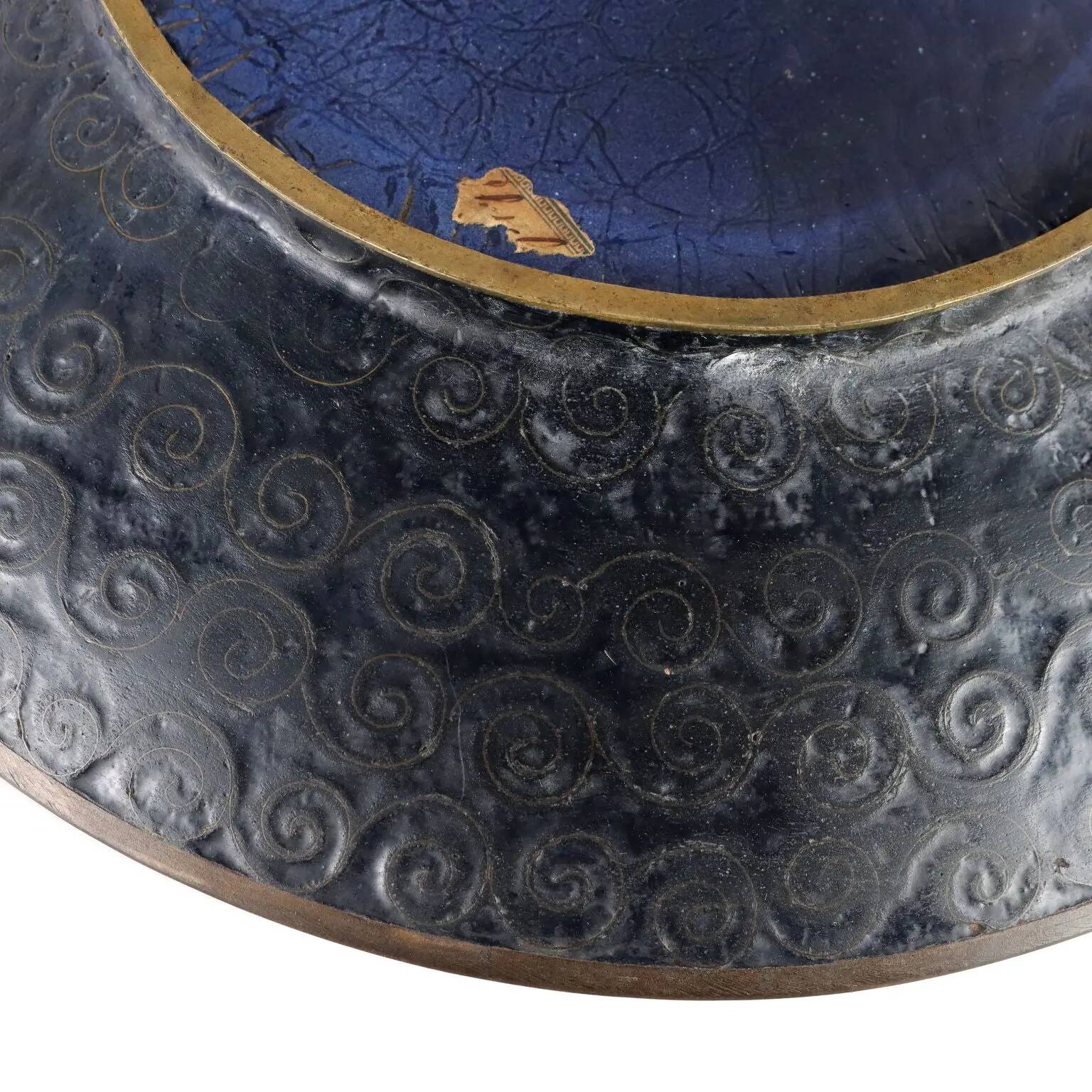 Antique copper plate with cloisonné decorations, Japan, Meiji period
