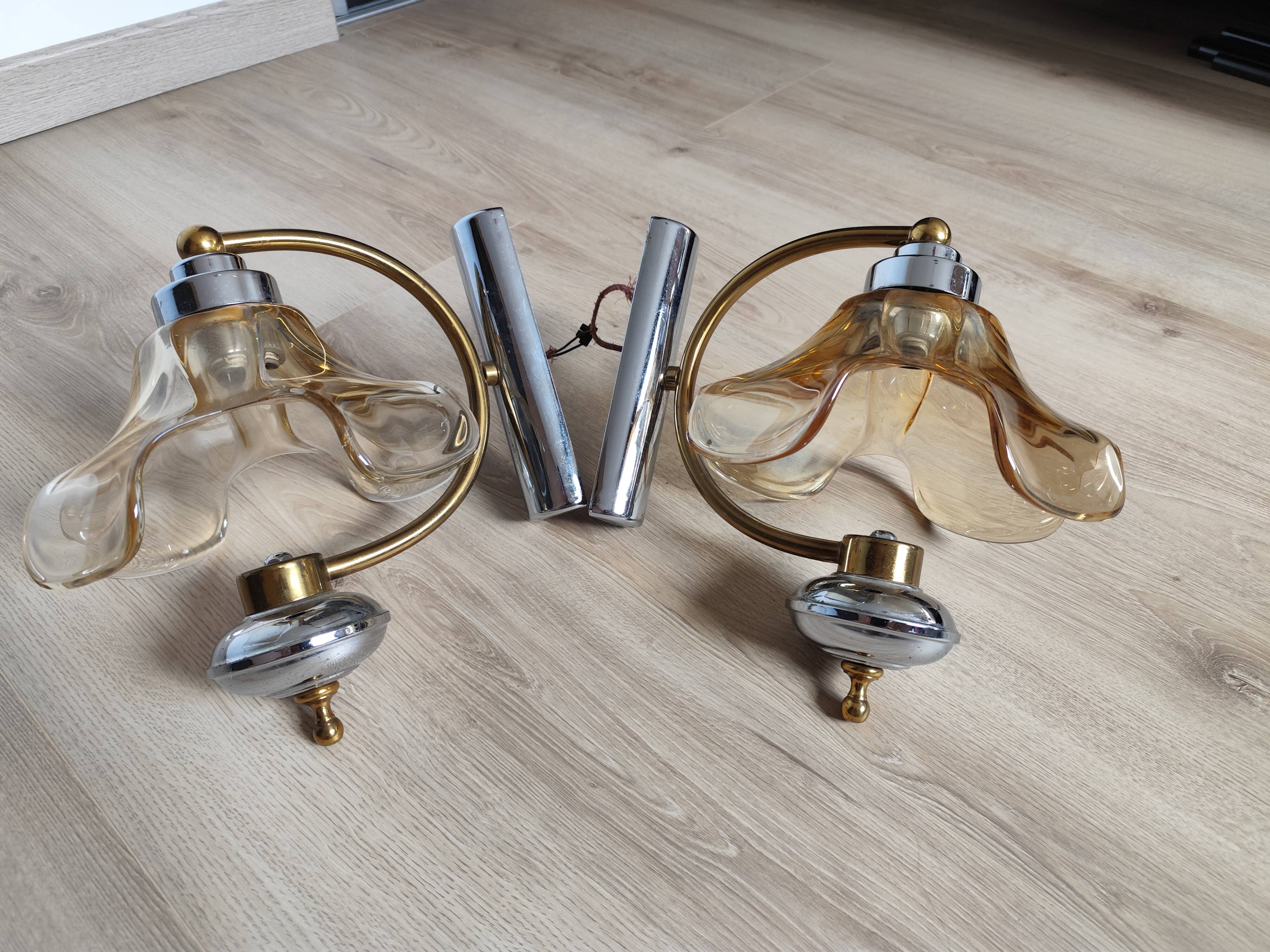 Pair of vintage tulip wall lights from the 70s