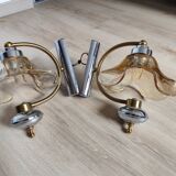 Pair of vintage tulip wall lights from the 70s