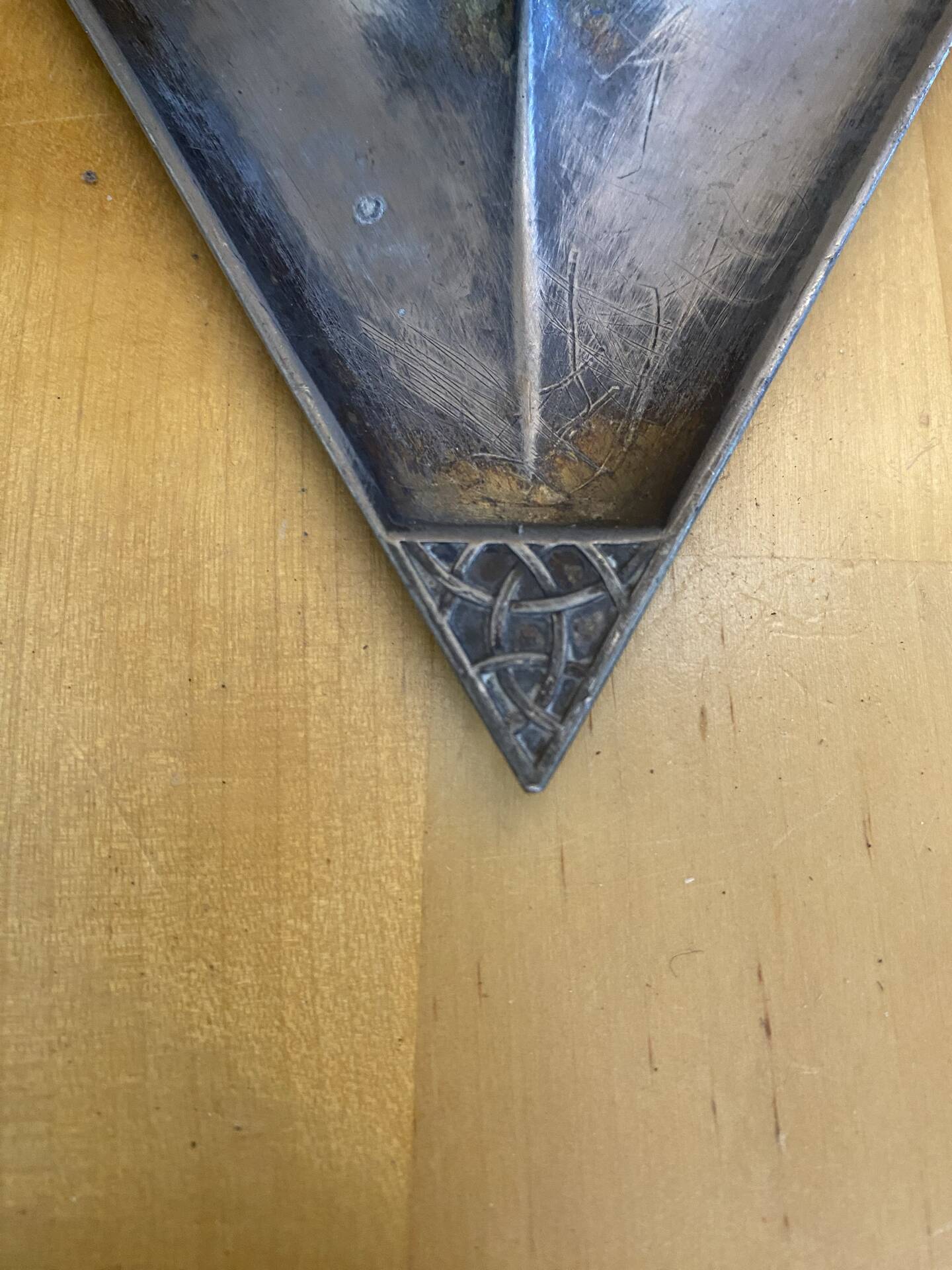 Handheld Candle Holder Art Nouveau Silver Metal Vintage Triangle
