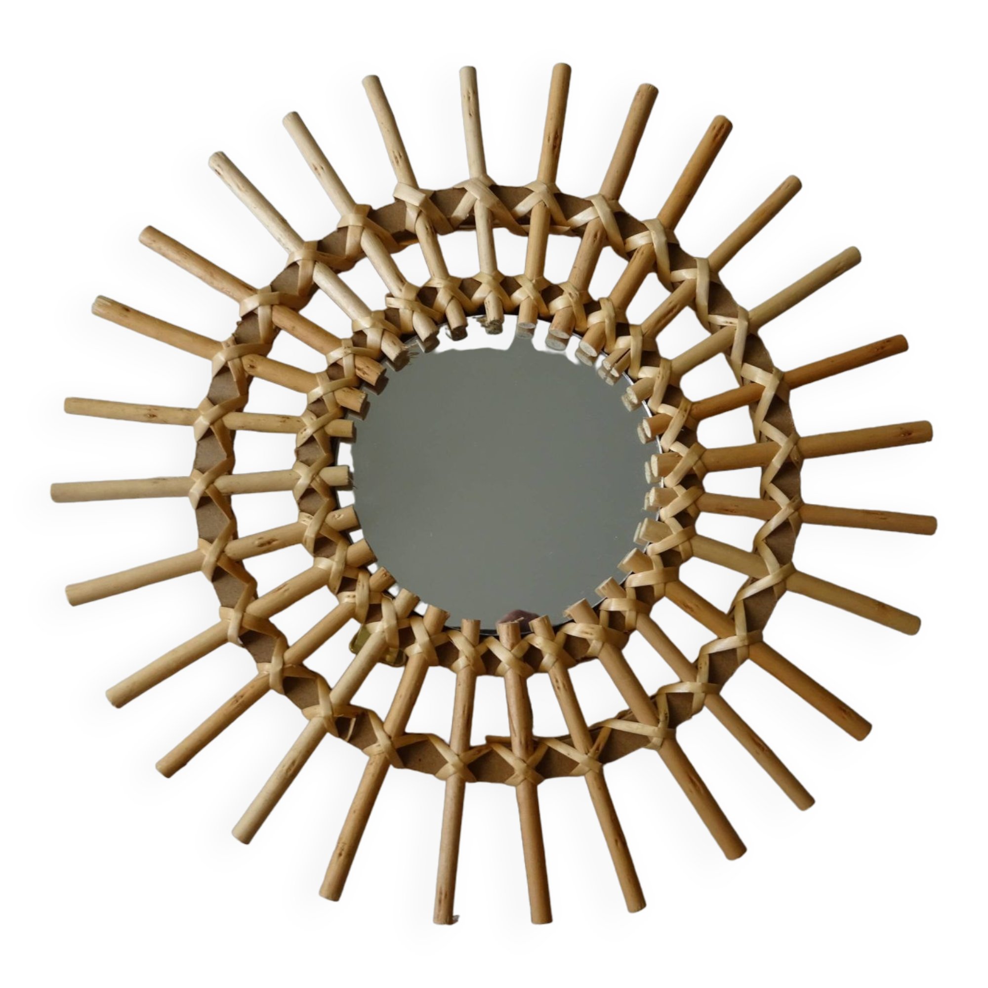 Miroir soleil rotin vintage