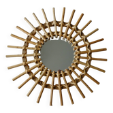 Vintage rattan sun mirror