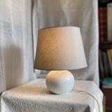 Vintage white earthenware ball lamp