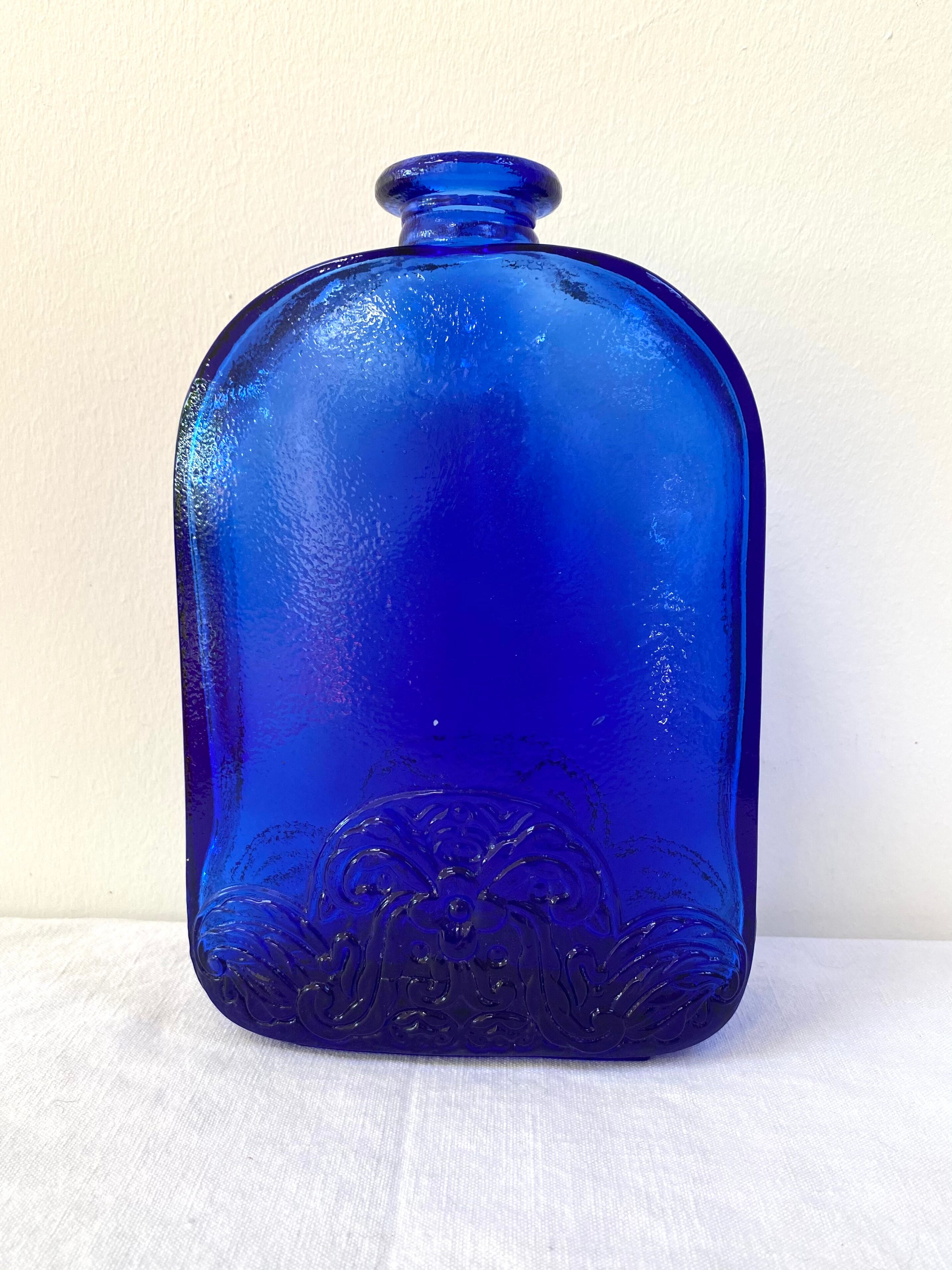 Large model cobalt blue glass bottle