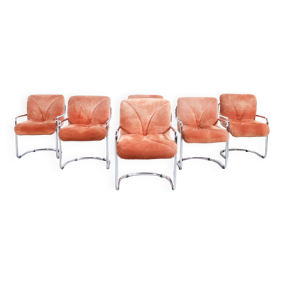 Serie de 6 fauteuils par guido faleschini années 70' mariani italia éditeur