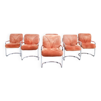 Series of 6 armchairs by guido faleschini 70's mariani italia publisher