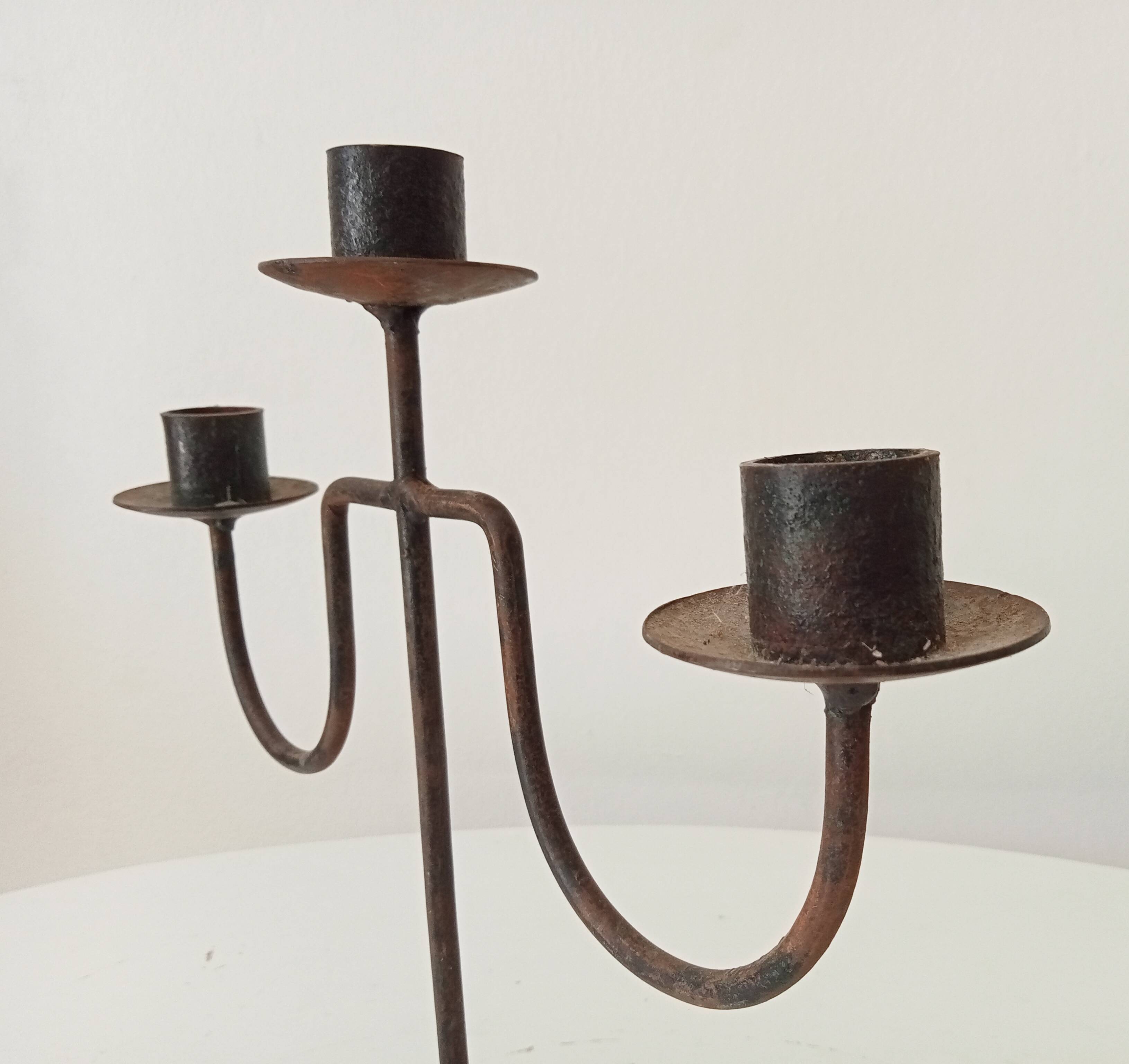 Vintage brutalist wrought iron chandelier