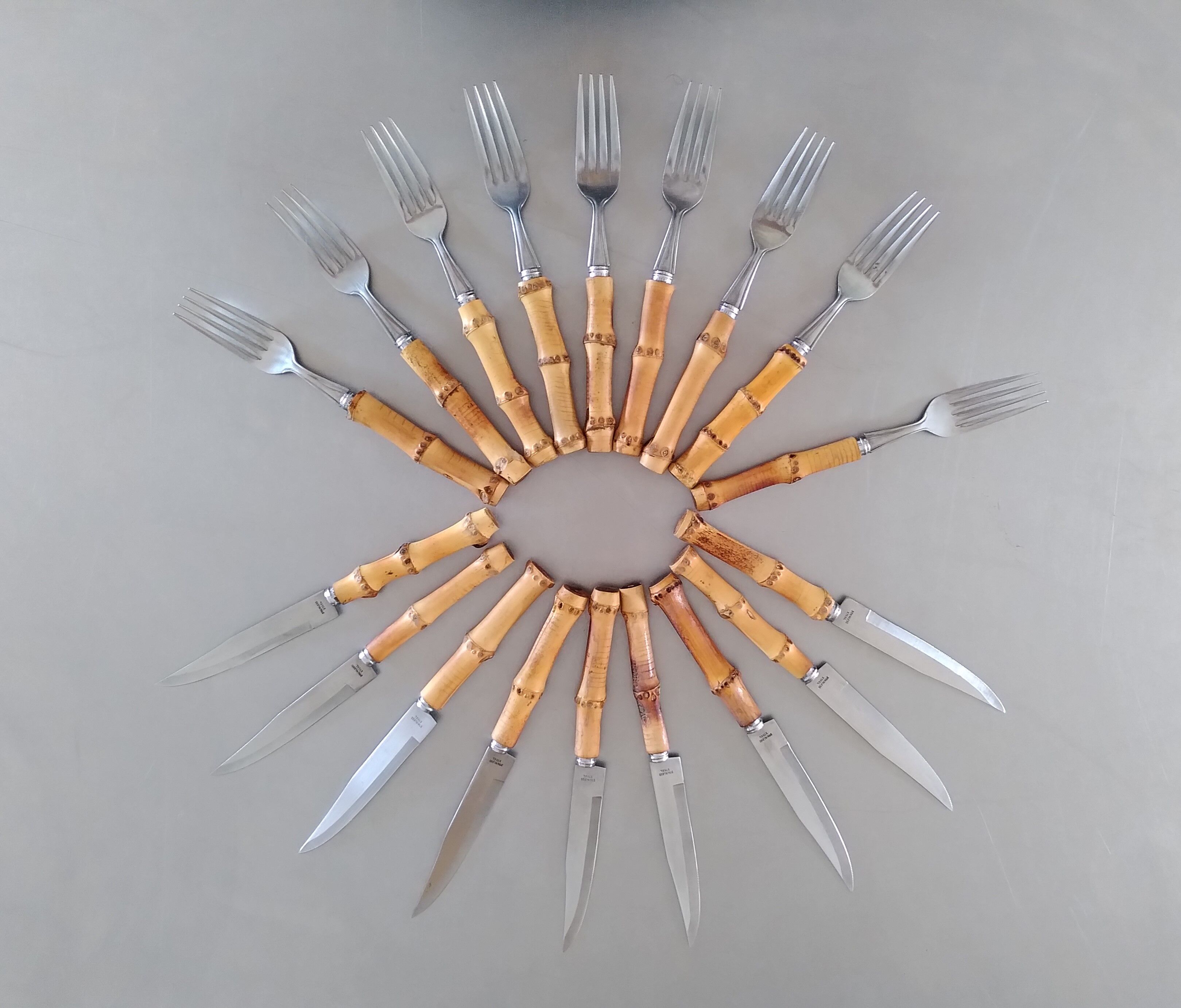 Bamboo and stainless steel cutlery