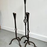 Ensemble de 3 bougeoirs en fer forgé