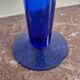 Vintage blue glass footed bowl vase from the 1970s.