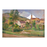 HSP painting "The village of Agey" (Côte d'Or) by Auguste Mallard (1895-1965)