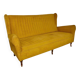 Mid-Century Three Seats Velvet Yellow Sofa, in the style of Gio Ponti