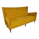 Mid-Century Three Seats Velvet Yellow Sofa, in the style of Gio Ponti