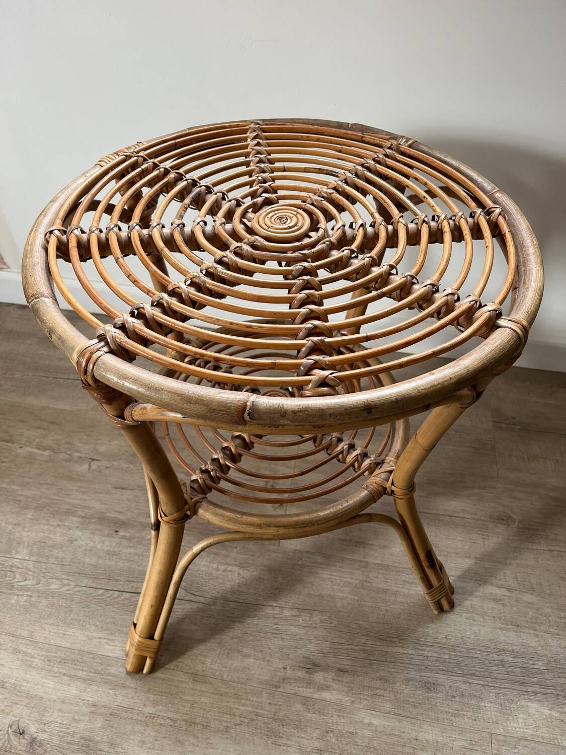 Rattan side table