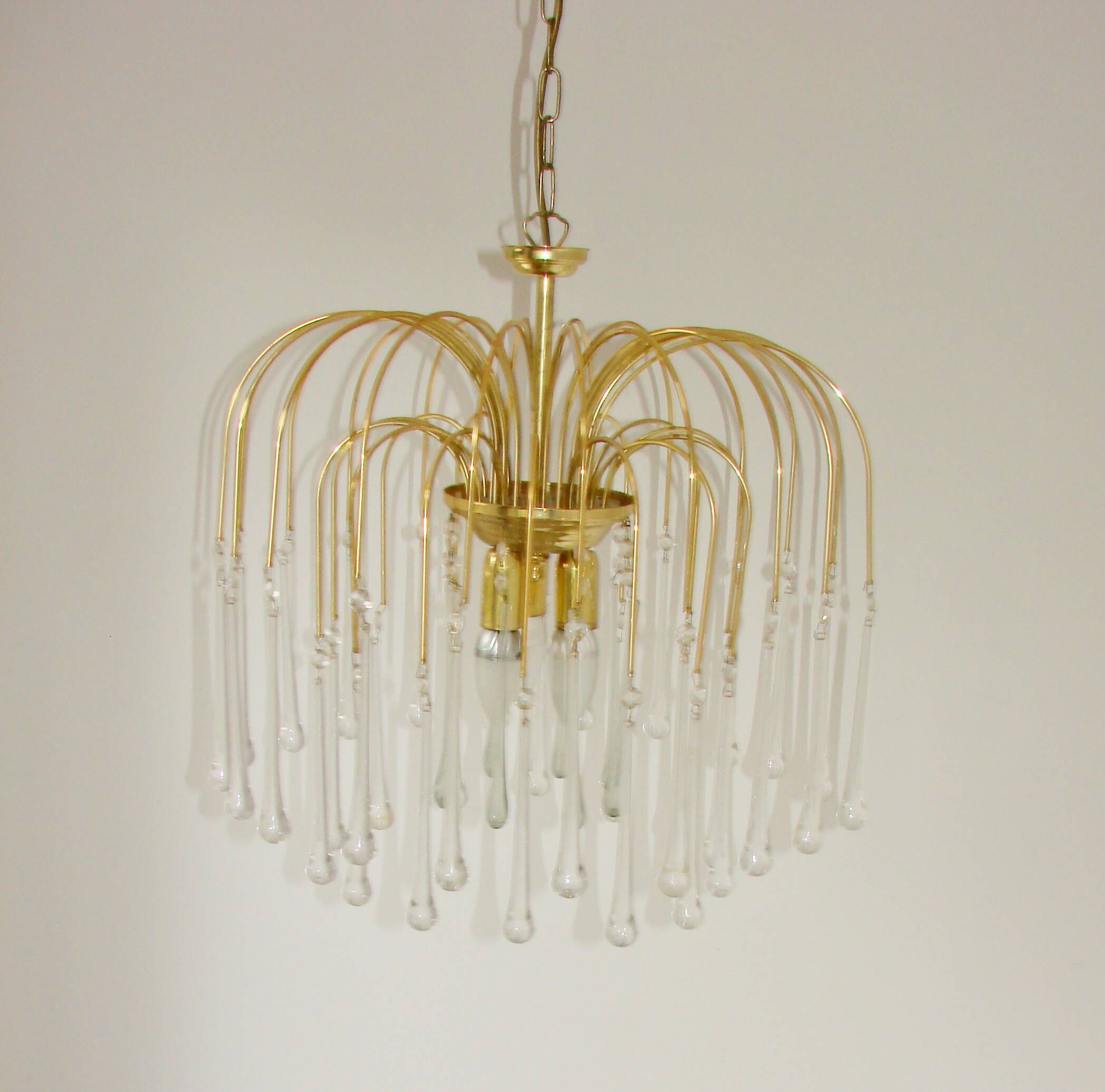 Paolo Venini-style pendant lamp – brass-plated,