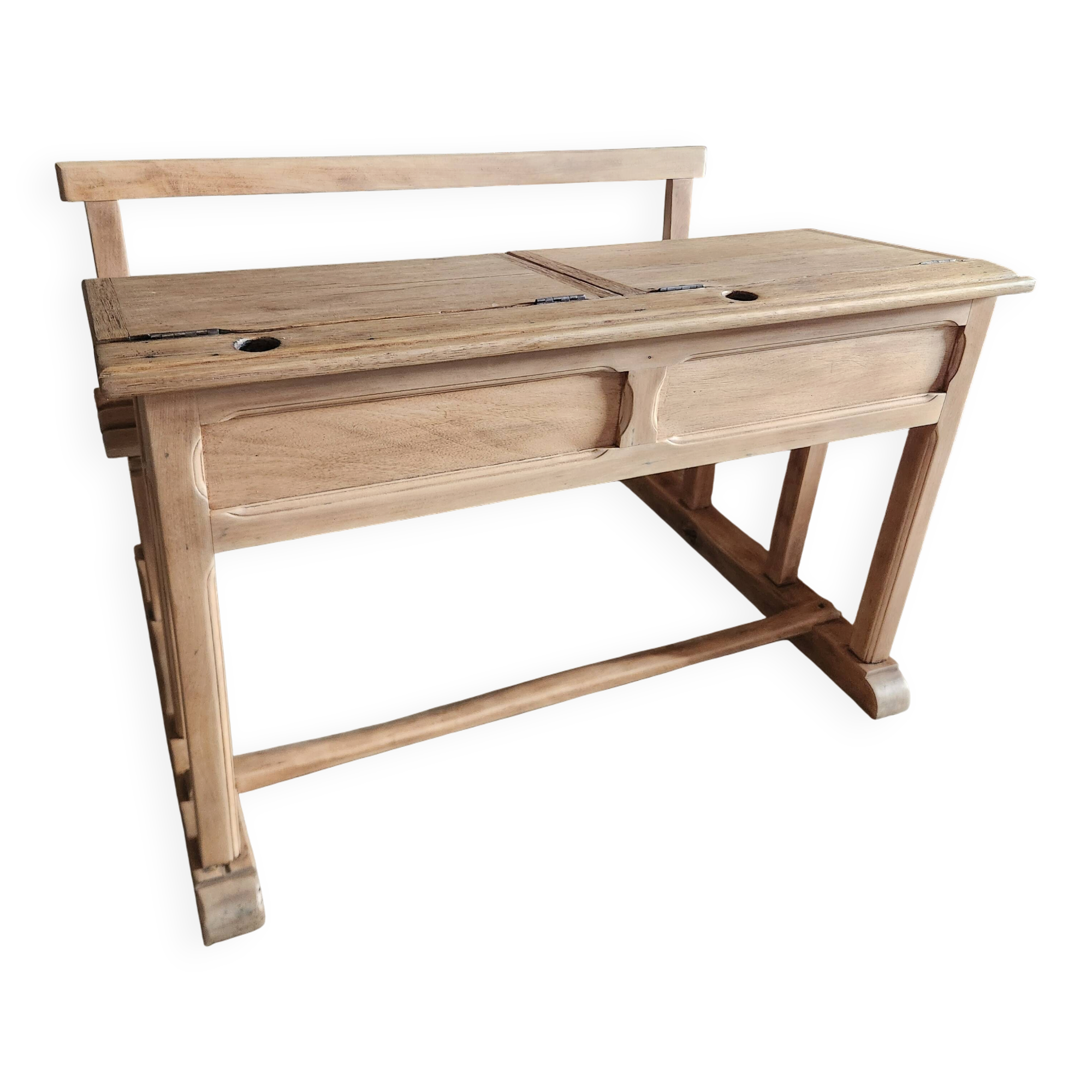 Bureau d'écolier double chêne massif 1900