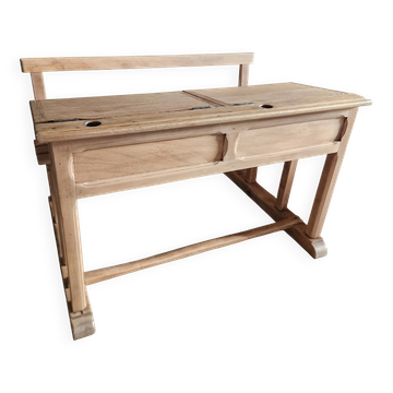 Double school desk in solid oak 1900