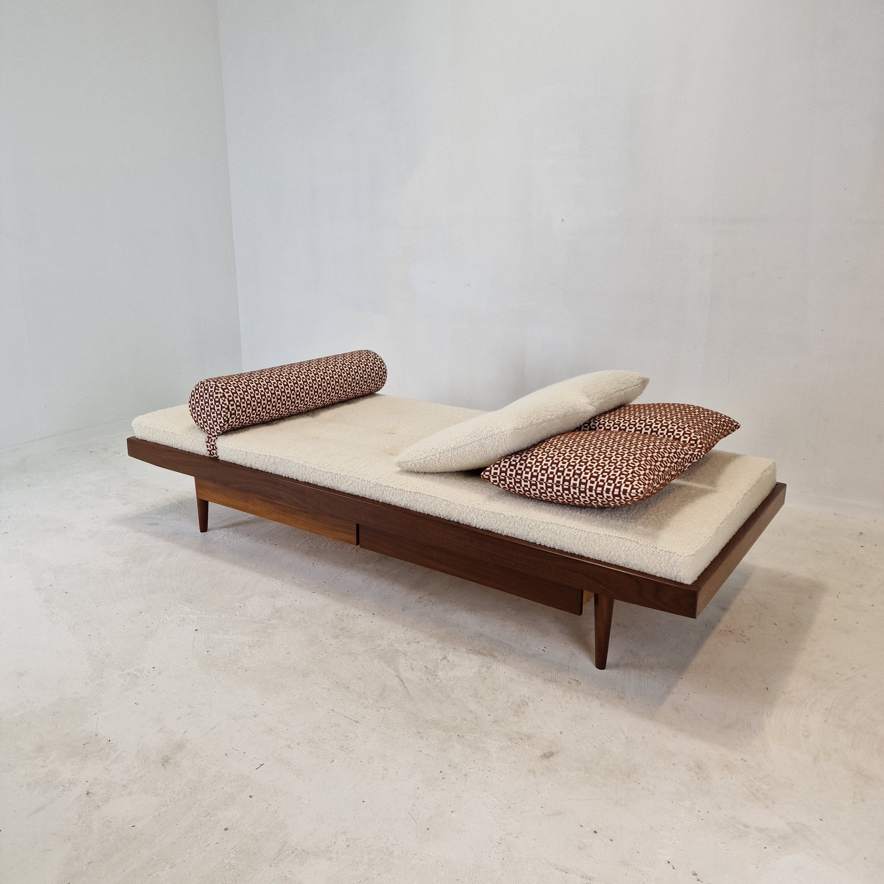 Teak Daybed with Hermes Cushions and Bolster, 1960s