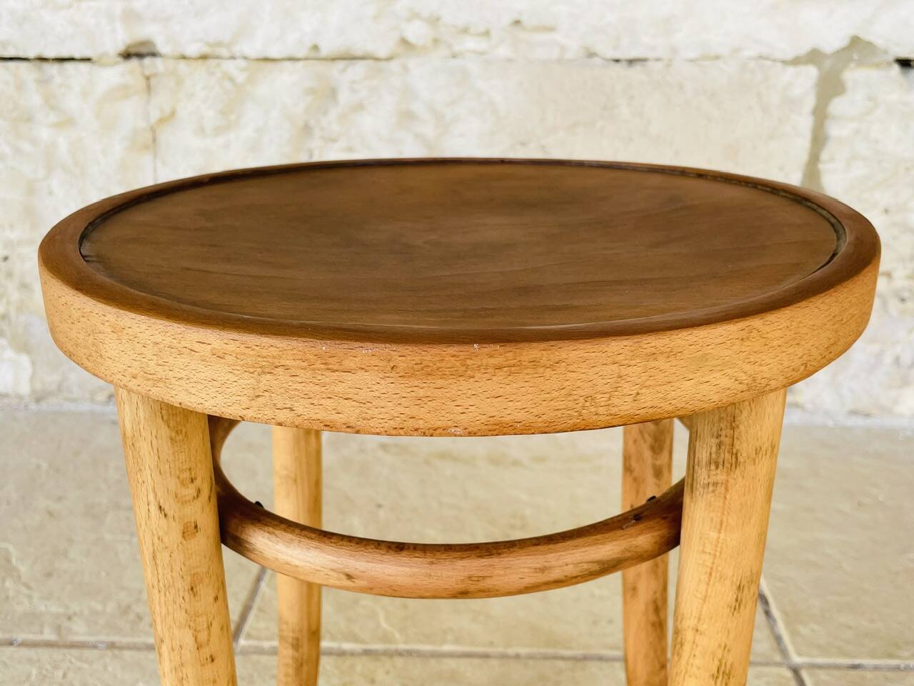 Curved wooden stool by Thonet for FMG Poland, 1930