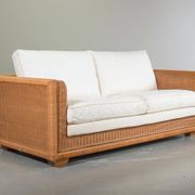 Luxurious Italian Gasparucci Reed White Lounge Greenhouse Sofa. Italy, 1980