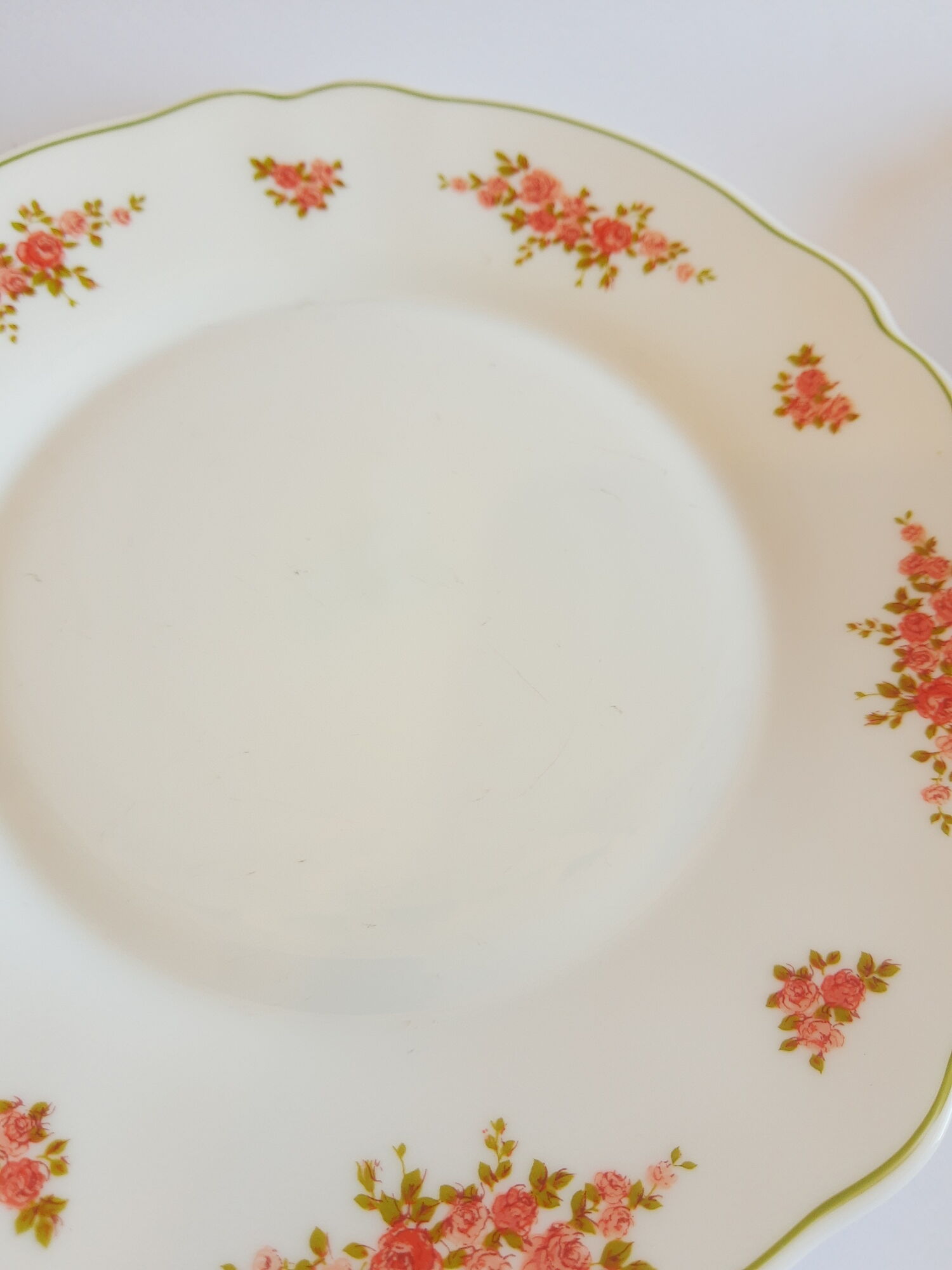 Set of 8 dessert plates opaline pink patterns Arcopal France Vintage