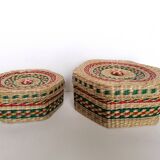 Two woven natural fiber boxes