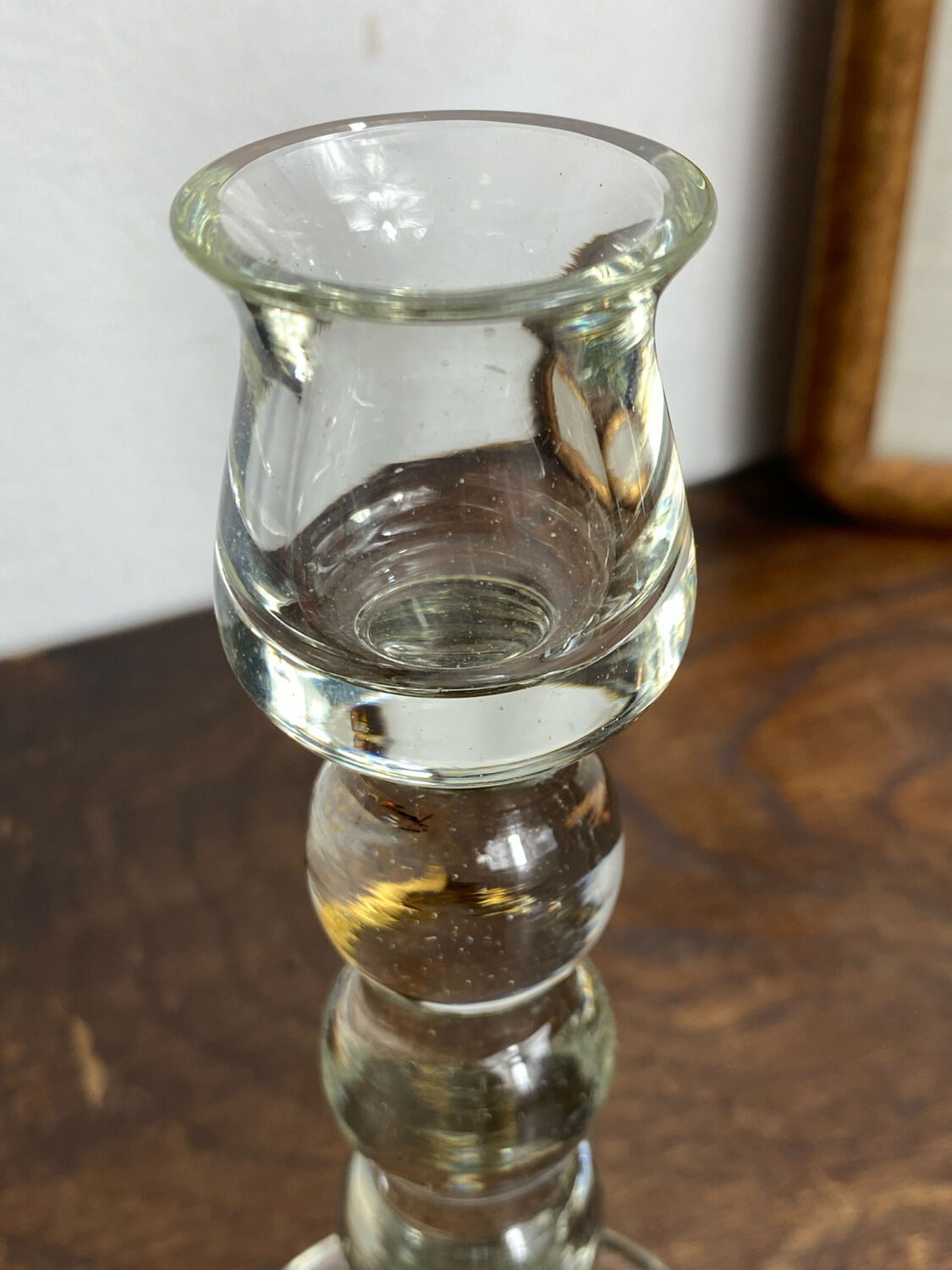 Pair of blown glass candlesticks