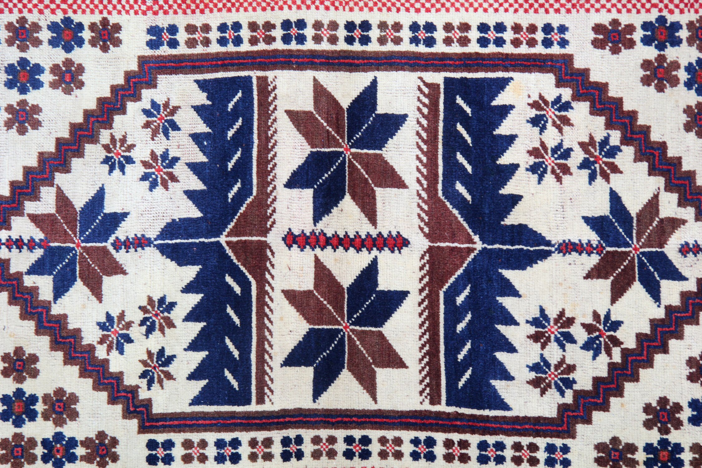 Antique turkish carpet handmade oriental red blue rug 100x200cm