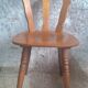 Set of 8 rustic bistro chairs in beech wood with honey patina, 1950s.