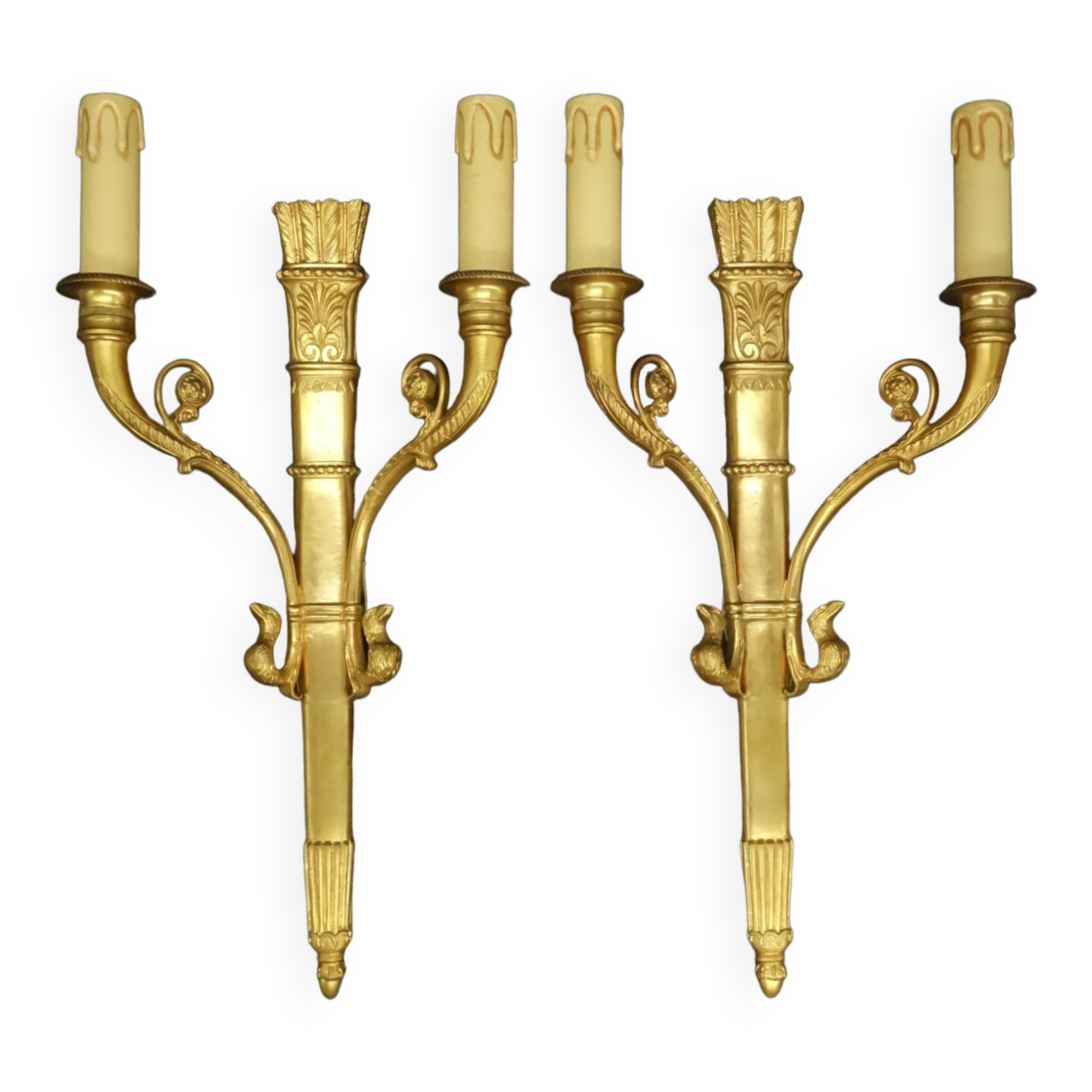 Pair of sconces with quiver and eagle heads style Restoration of the nineteenth