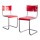 Chaises de salle à manger rouges fonctionnalistes de style Bauhaus par Kovona, années 1940