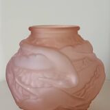 Art Deco pink glass round vase
