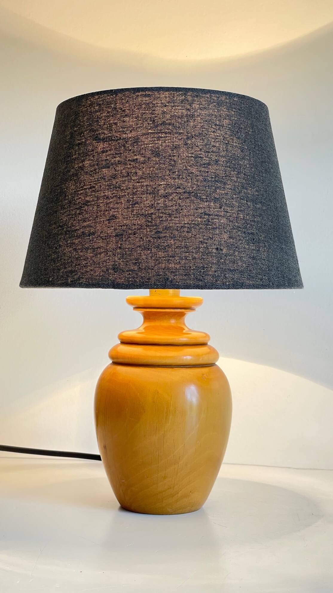 Vintage solid wood and fabric lamp